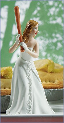 Bride at Home Base Ready to Hit the Home Run Wedding Cake Topper