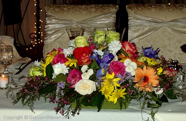 Flower Bouquet as a centerpiece for a wedding reception table