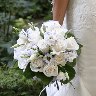 White and Purple Rose Wedding Bouquet