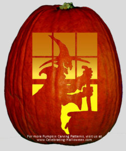 Witch Brewing in Cauldron – Free Pumpkin Carving Stencil
