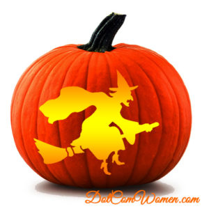 ‘Witch Flying on Broom’ Free Pumpkin Carving Pattern