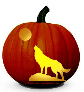 ‘Wolf Howling at the Moon’ Scary Pumpkin Carving Pattern