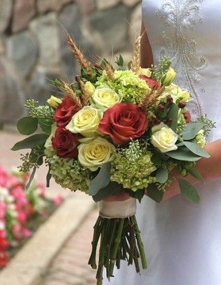Yellow and Red Rose Wedding Bouquet