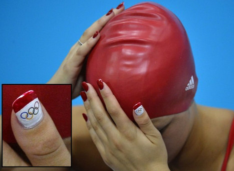 Nail Art on British Swimmer Aimee Willmott's nails
