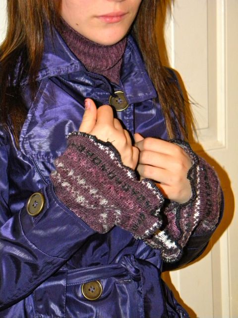 Cuffs and Cowl Neck warmer made by recycling an old Sweater
