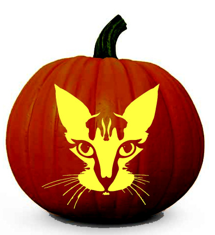 Cat Face Halloween Pumpkin Carving Pattern