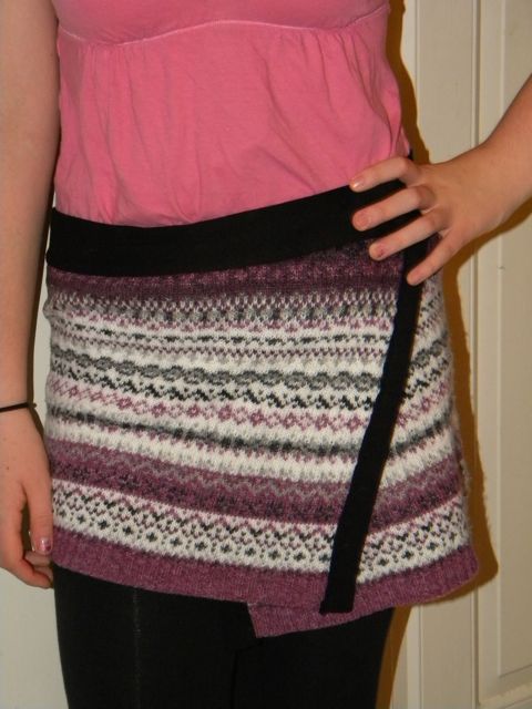 Wrap Skirt made by Recycling an Old Sweater
