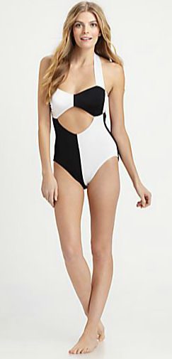 Color Block Black and White cutout monokini