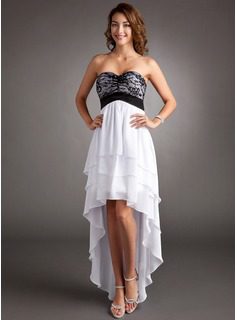 Black White High Low Homecoming Dress