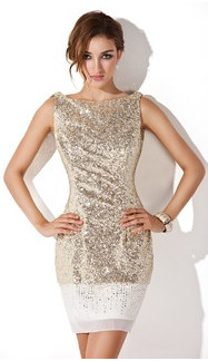 Champagne Sequin Cocktail Dress