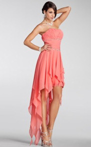 Coral High Low Cocktail Dress