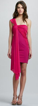 Fuchsia Draped Cocktail Dress