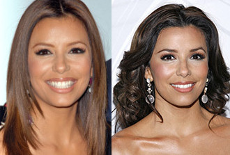 Eva Longoria's Layered Haircut Before and After Flip