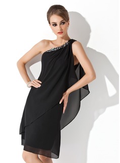 One Shoulder Black Cocktail Dress