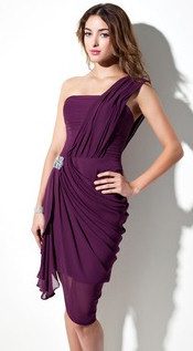 Purple Overlay Drape Cocktail Dress