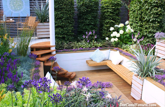 built-in garden furniture nook