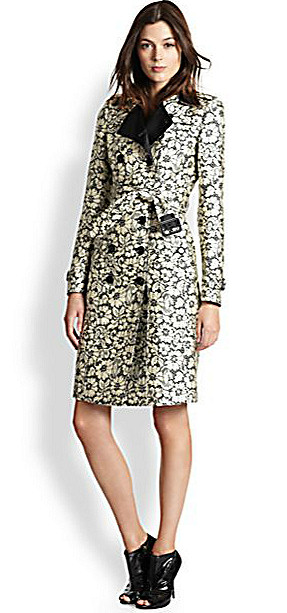 Luxurious Brocade Lace Trench Coat by Bburberry London