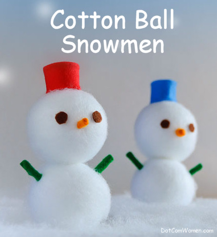 Cotton Ball Snowmen Christmas Craft