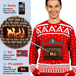 Crackling Fireplace Christmas Sweater