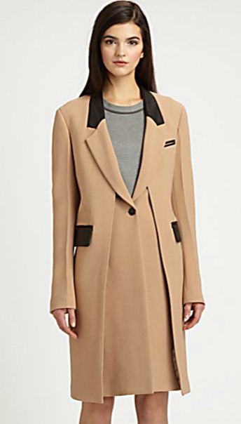 Leather-Trimmed Layered-Panel Coat by Phillip Lim