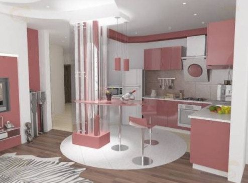 pink and white kitchen design