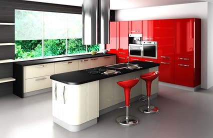 Red Contemporary Kitchen Design