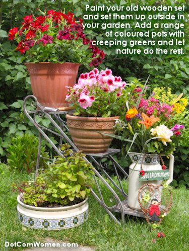 Step Ladder Garden Decoration