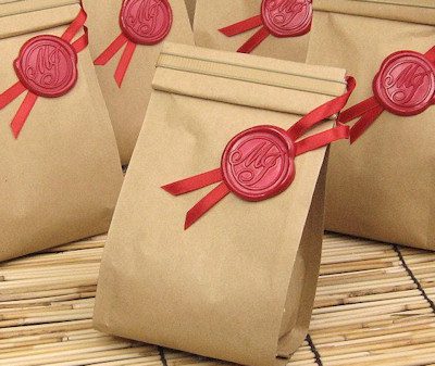 wax seal tin-tie bag wedding favors