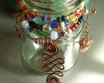 beaded wire wrapped candle-holders