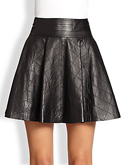 Black quilted fit and flare skirt