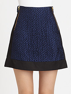 Blue and Black quilted panel skirt by Opening Ceremony