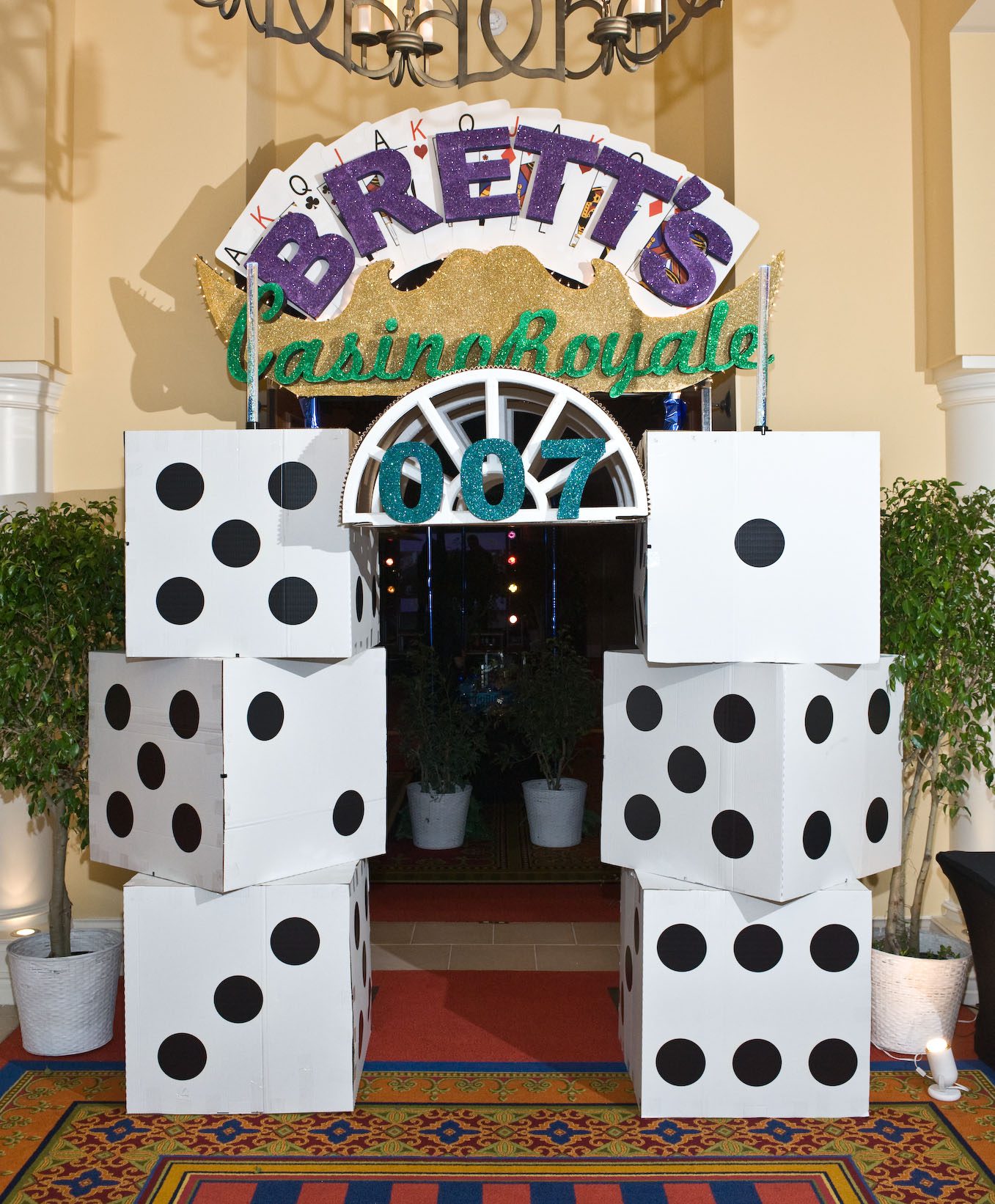 cardboard dice casino party entrance decor