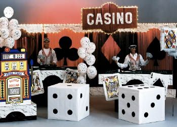 casino party decoration with large cardboard box dices