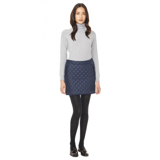 Outfit Inspiration - navy quilted skirt, high neck top