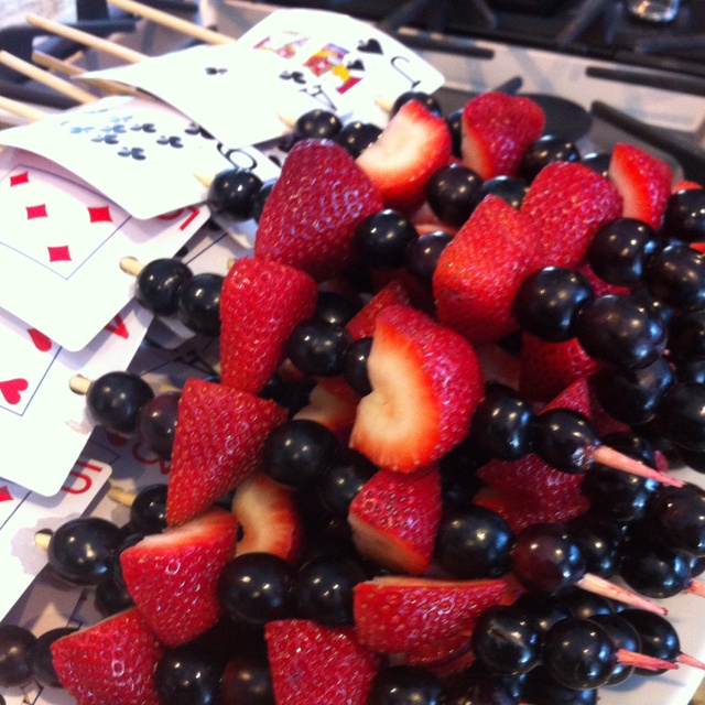 Casino party Food idea - fruit skewers