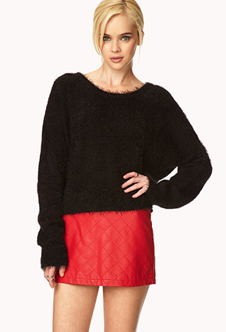 Outfit Inspiration - Red quilted skirt with black batwing sleeves top