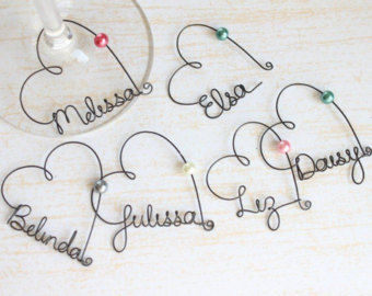 wire name wine glass charms