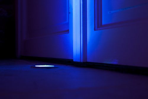 uplighters recessed into the floor