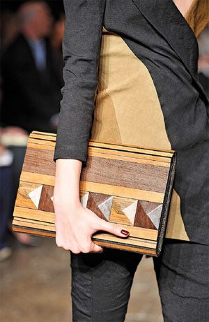 Wooden Clutch by Donna Karan