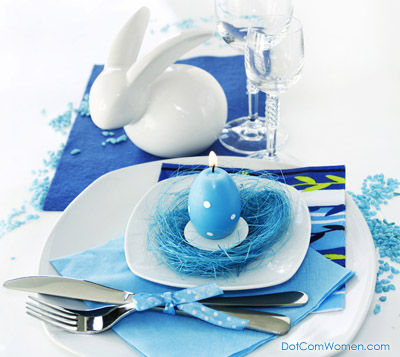 Easter Table setting in Turquoise and other Shades of Blue