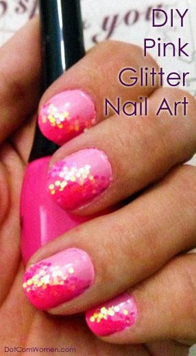 pink glitter nail art