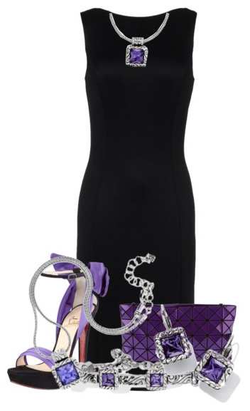 Little Black Dress Styled with Purple/Amethyst