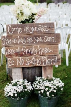 No Seating Wedding Sign -DIY Wedding Idea