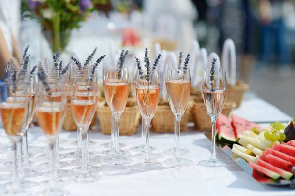 lavender wedding champagne