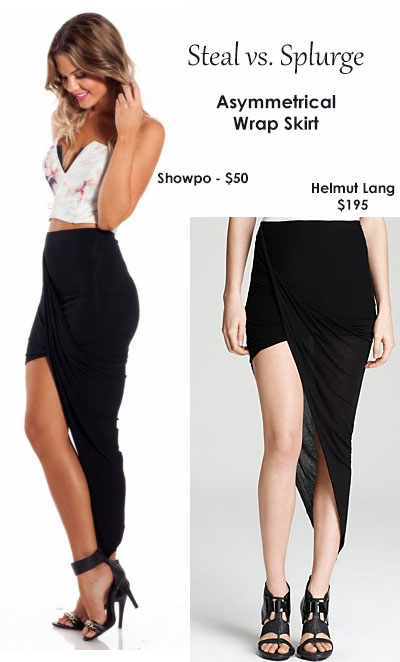 Steal vs. Splurge - Asymmetrical Wrap Skirt in Black