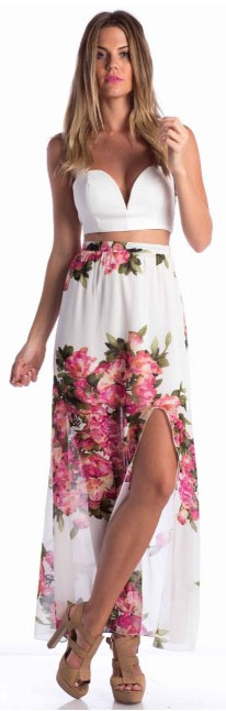 Floral Maxi Skirt with High Slit - by Showpo.com