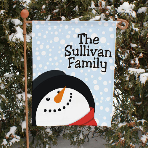 Personalized Snowman Christmas Garden Flag