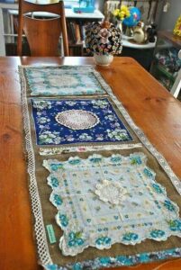 Hankie and Burlap Table Runner