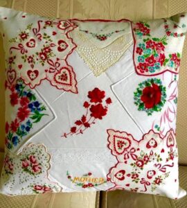 Vintage hankie cushion cover