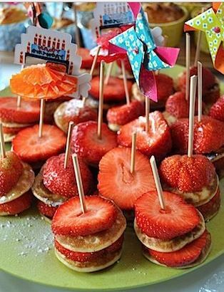 Strawberry Pancake Sticks - Creative Fruit Snacks, Healthy Party Food